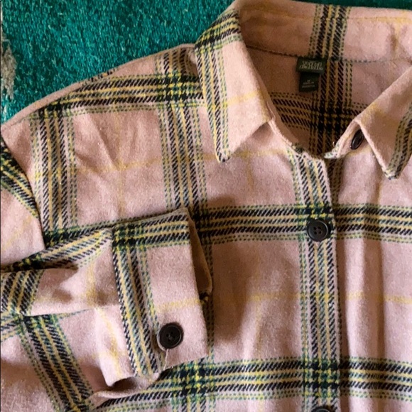 mauve plaid wool blend light flannel jacket - Picture 3 of 7